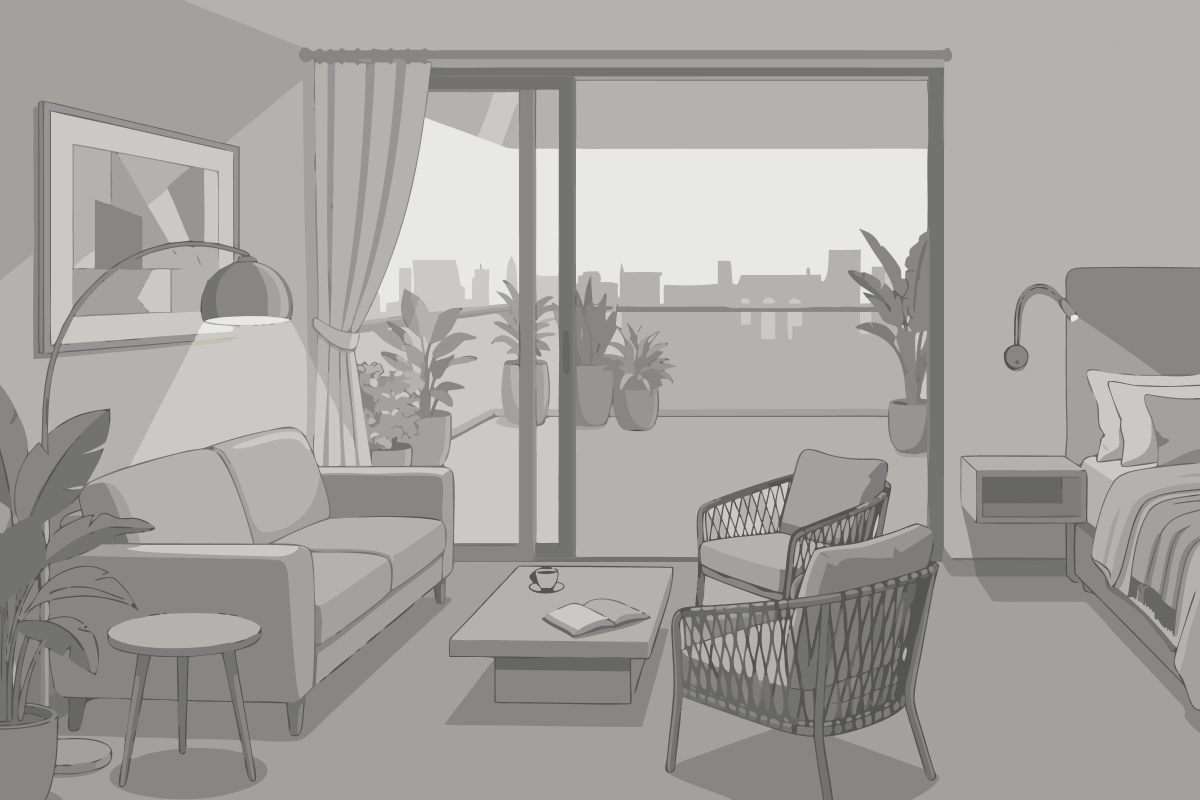 Apartament typu studio z balkonem